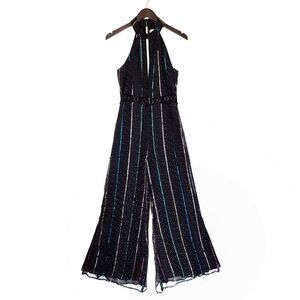 CLEOBELLA Nash high neck flared leg sleeveless retro disco jumpsuit stardust XS